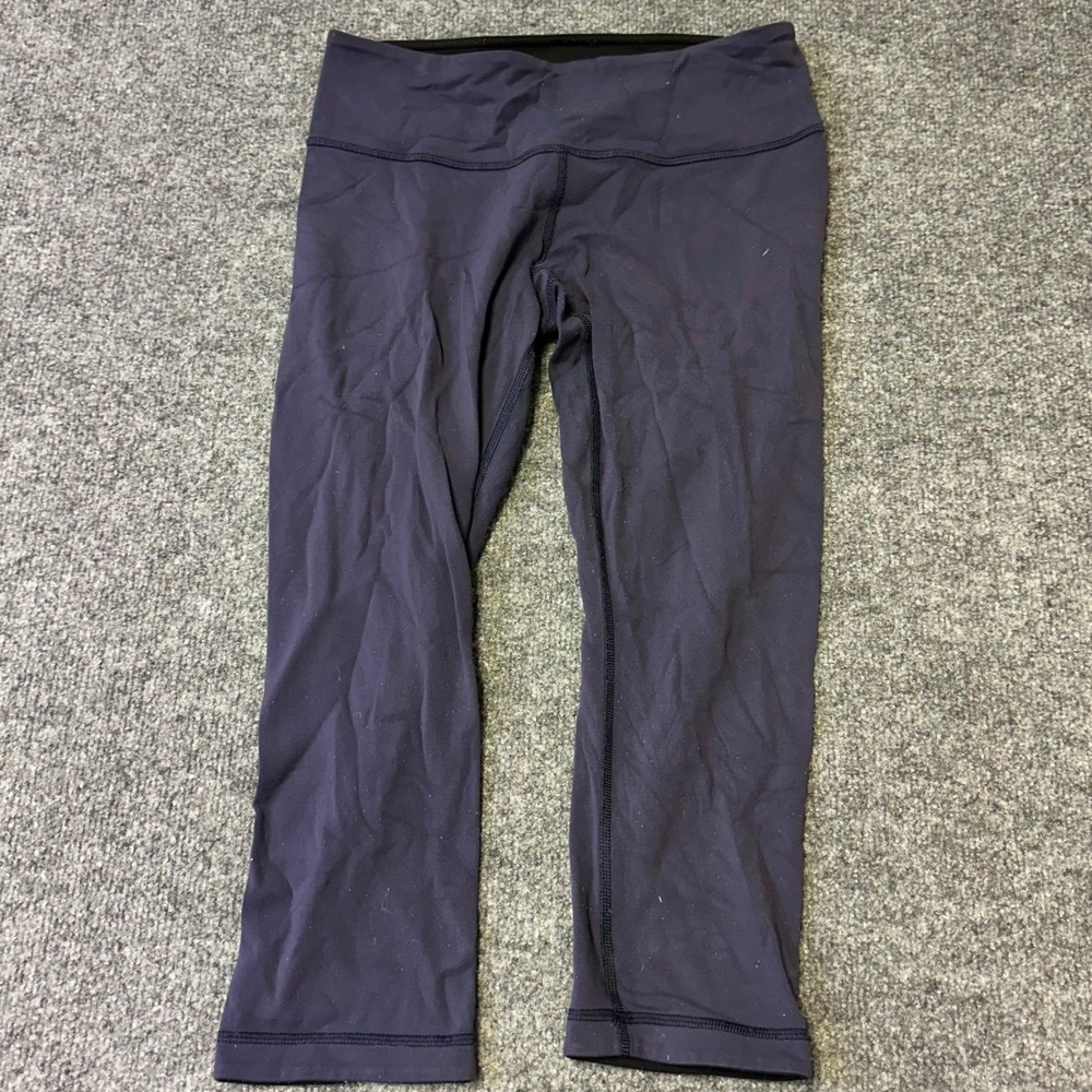 Lululemon Leggings Womens Size 8 Purple Wunder Under Crop Yoga Pants Stain